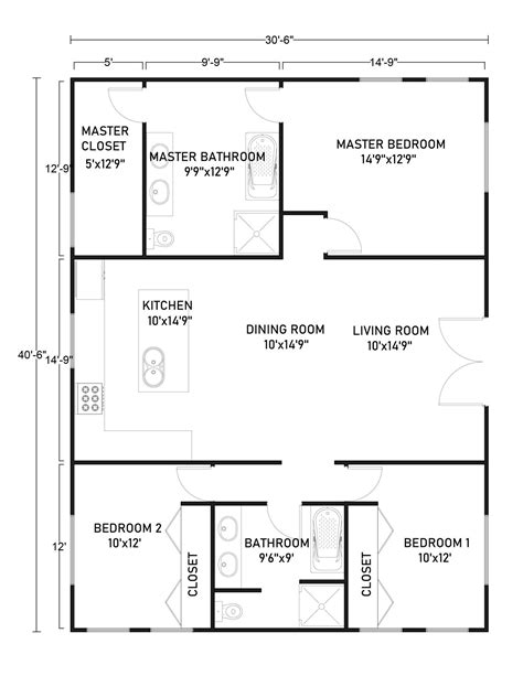 30x40 metal building house plans|30x40 3 bedroom floor plan.